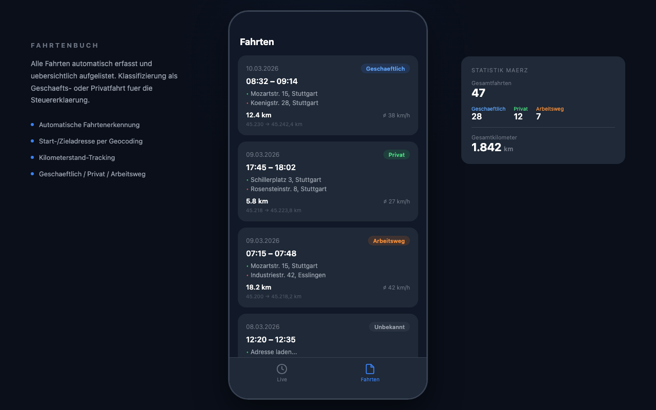 OBD Fahrtenbuch — Ansicht 2